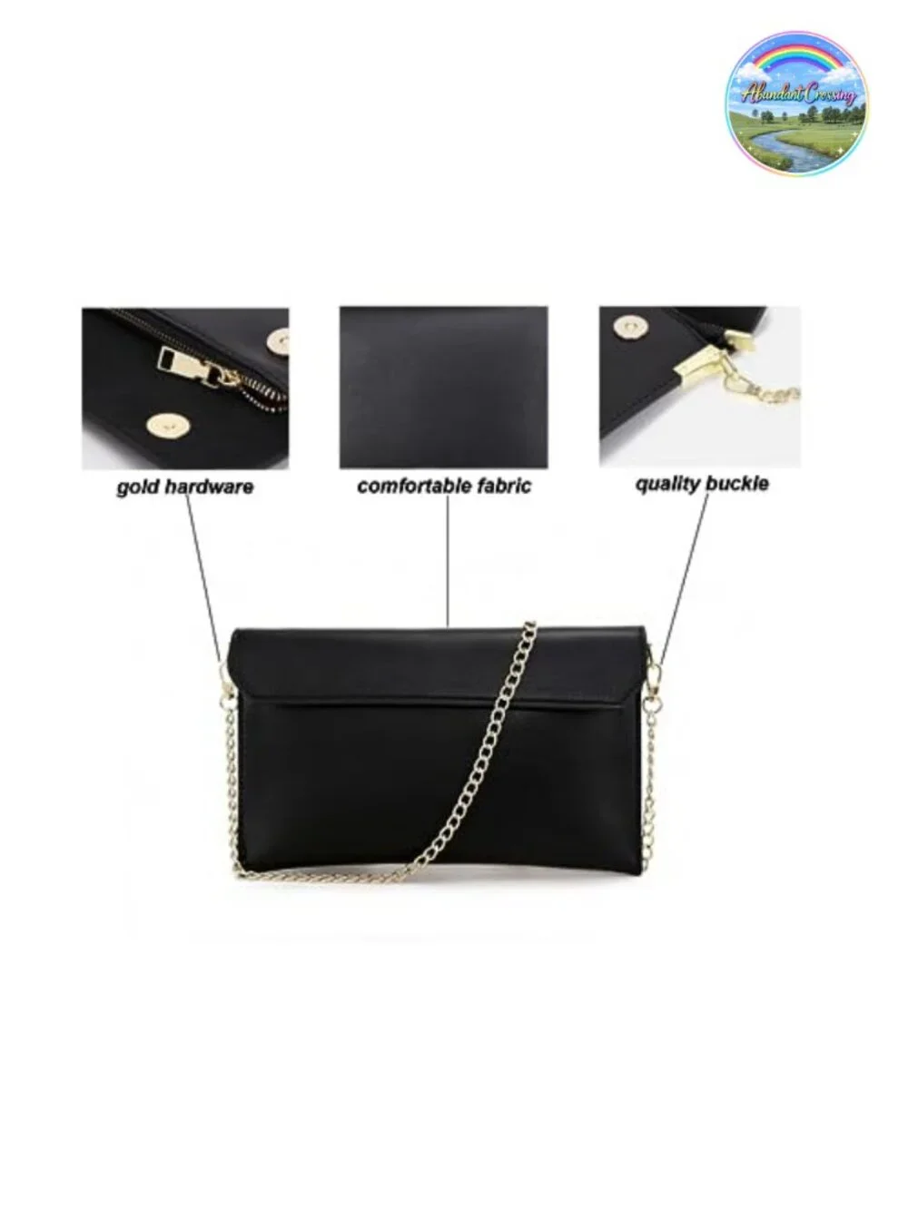 Women Leather Envelope Wristlet Clutch Evening Shoulder Bag Removable Chain